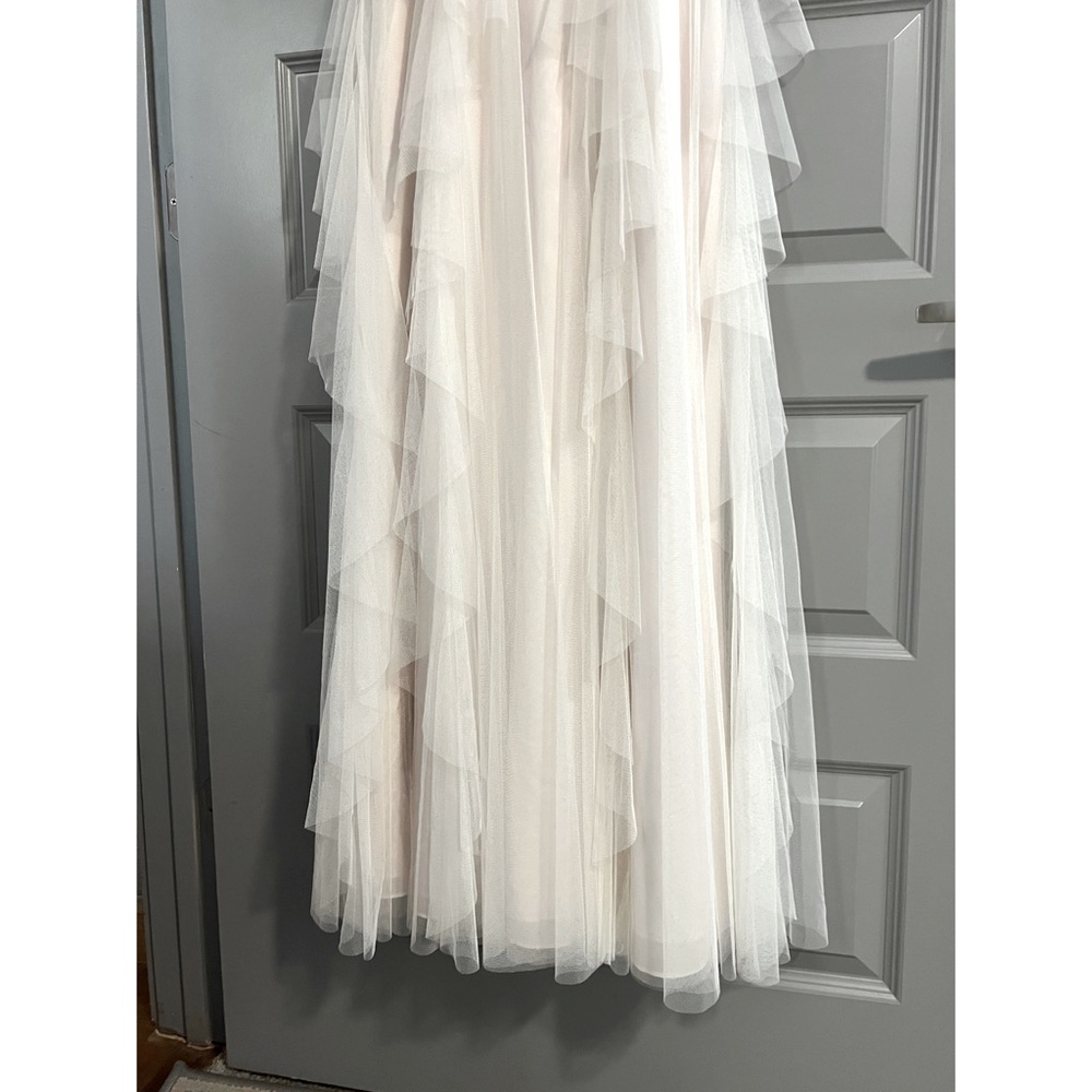 A-line Off-Shoulder Wtoo by Watters Moore Dress Gown Ivory Blush Size S 2/4 - Picture 10 of 15
